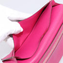 HERMES Bearn Soufflet Wallet Leather Pink Auth BA15253-22