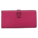 HERMES Bearn Soufflet Wallet Leather Pink Auth BA15253-2