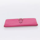 HERMES Bearn Soufflet Wallet Leather Pink Auth BA15253-6