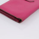 HERMES Bearn Soufflet Wallet Leather Pink Auth BA15253-14