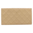 CHANEL Matelasse Long Wallet Lamb Skin Beige Gold CC Auth BA15254-3