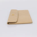 CHANEL Matelasse Long Wallet Lamb Skin Beige Gold CC Auth BA15254-4