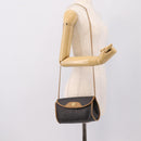 Christian Dior Honeycomb Canvas Shoulder Bag PVC Black Gold Auth BA15258-19