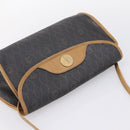 Christian Dior Honeycomb Canvas Shoulder Bag PVC Black Gold Auth BA15258-6