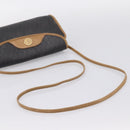 Christian Dior Honeycomb Canvas Shoulder Bag PVC Black Gold Auth BA15258-7