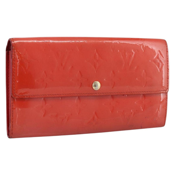 LOUIS VUITTON Vernis Portefeuille Sarah Wallet Orenge Sunset M93634 Auth BA15265