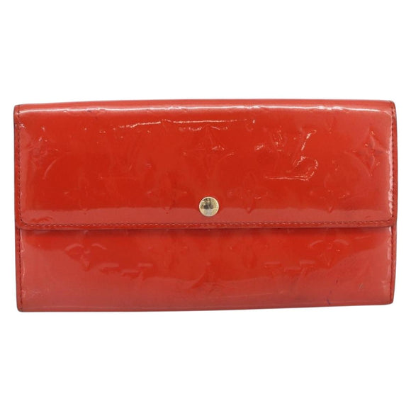 LOUIS VUITTON Vernis Portefeuille Sarah Wallet Orenge Sunset M93634 Auth BA15265