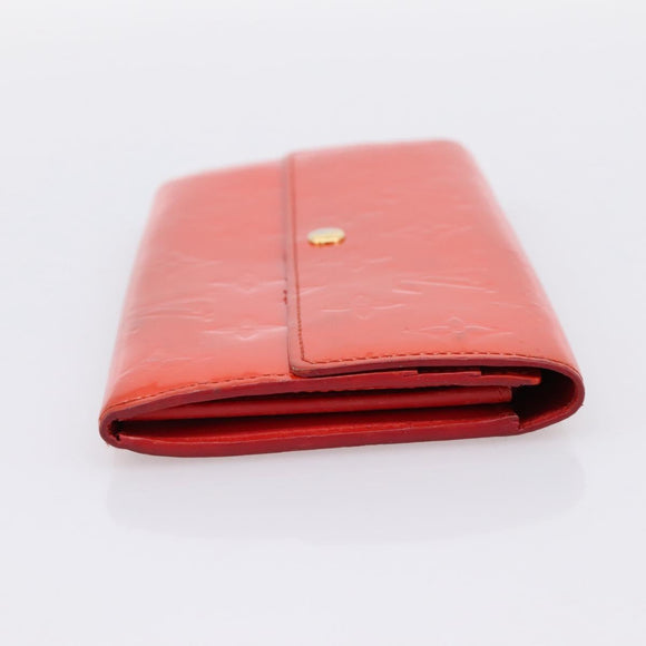 LOUIS VUITTON Vernis Portefeuille Sarah Wallet Orenge Sunset M93634 Auth BA15265