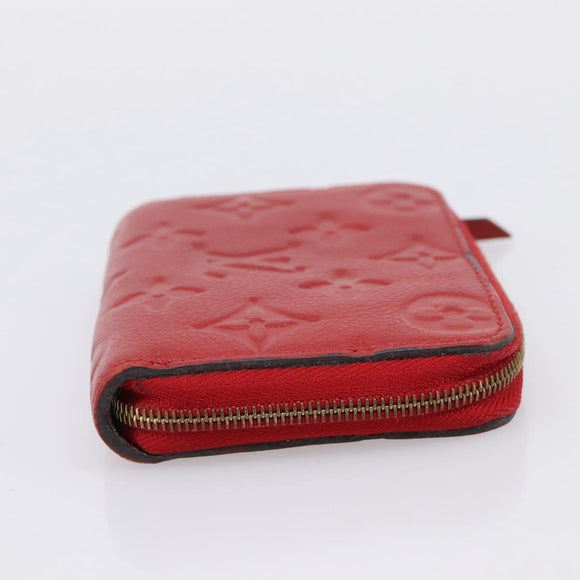LOUIS VUITTON Monogram Empreinte Zippy Coin Purse Wallet Red M63696 Auth BA15266
