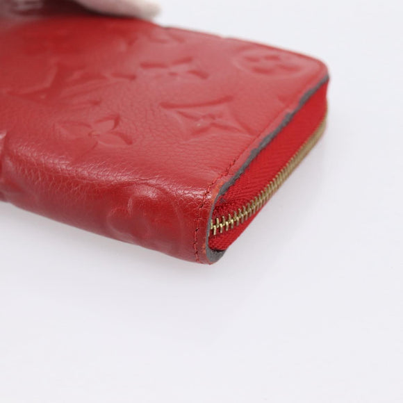LOUIS VUITTON Monogram Empreinte Zippy Coin Purse Wallet Red M63696 Auth BA15266