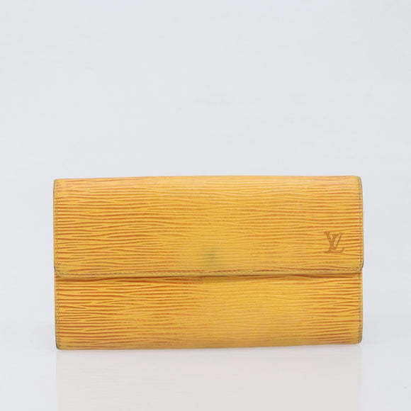 LOUIS VUITTON Epi Wallet 3 Set Red Yellow LV Auth BA15268