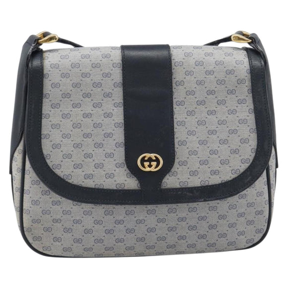 GUCCI Micro GG Supreme Shoulder Bag PVC Navy Gold 001 101 4425 Auth BA15271