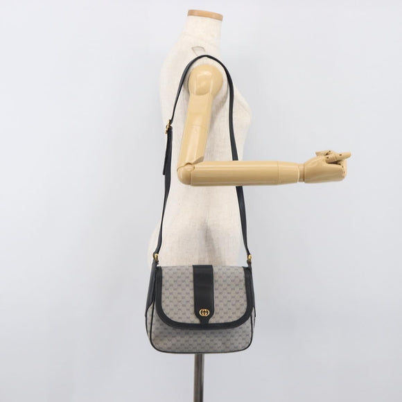 GUCCI Micro GG Supreme Shoulder Bag PVC Navy Gold 001 101 4425 Auth BA15271