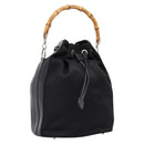 GUCCI Bamboo Hand Bag Nylon Black Silver 001 3754 1657 Auth BA15272-1