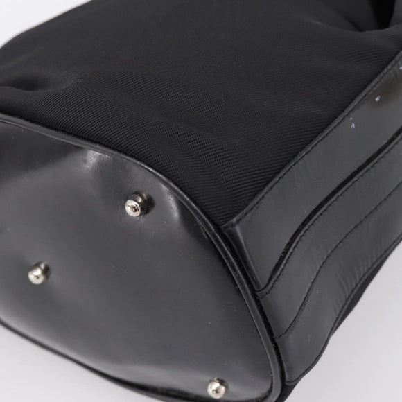 GUCCI Bamboo Hand Bag Nylon Black Silver 001 3754 1657 Auth BA15272