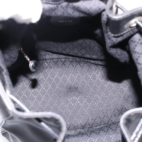 GUCCI Bamboo Hand Bag Nylon Black Silver 001 3754 1657 Auth BA15272