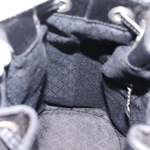 GUCCI Bamboo Hand Bag Nylon Black Silver 001 3754 1657 Auth BA15272