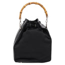 GUCCI Bamboo Hand Bag Nylon Black Silver 001 3754 1657 Auth BA15272-3