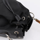 GUCCI Bamboo Hand Bag Nylon Black Silver 001 3754 1657 Auth BA15272-6