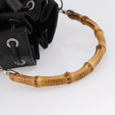 GUCCI Bamboo Hand Bag Nylon Black Silver 001 3754 1657 Auth BA15272-7