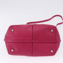 Salvatore Ferragamo Vara Ribbon Hand Bag Leather 2way Pink Silver Auth BA15273-11