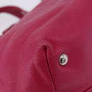 Salvatore Ferragamo Vara Ribbon Hand Bag Leather 2way Pink Silver Auth BA15273-13