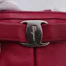 Salvatore Ferragamo Vara Ribbon Hand Bag Leather 2way Pink Silver Auth BA15273-17