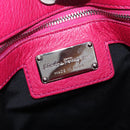 Salvatore Ferragamo Vara Ribbon Hand Bag Leather 2way Pink Silver Auth BA15273-18