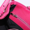 Salvatore Ferragamo Vara Ribbon Hand Bag Leather 2way Pink Silver Auth BA15273-24