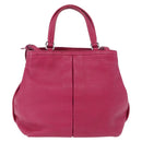 Salvatore Ferragamo Vara Ribbon Hand Bag Leather 2way Pink Silver Auth BA15273-3
