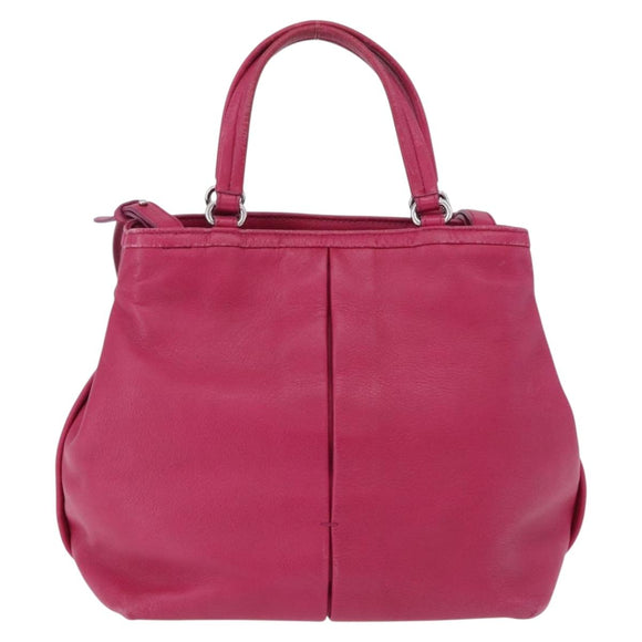Salvatore Ferragamo Vara Ribbon Hand Bag Leather 2way Pink Silver Auth BA15273
