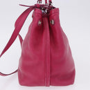 Salvatore Ferragamo Vara Ribbon Hand Bag Leather 2way Pink Silver Auth BA15273-4