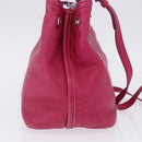 Salvatore Ferragamo Vara Ribbon Hand Bag Leather 2way Pink Silver Auth BA15273-5
