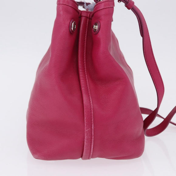 Salvatore Ferragamo Vara Ribbon Hand Bag Leather 2way Pink Silver Auth BA15273