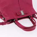 Salvatore Ferragamo Vara Ribbon Hand Bag Leather 2way Pink Silver Auth BA15273-6