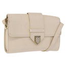 SAINT LAURENT Shoulder Bag Leather White Gold Auth BA15275-1