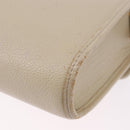 SAINT LAURENT Shoulder Bag Leather White Gold Auth BA15275-17