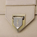 SAINT LAURENT Shoulder Bag Leather White Gold Auth BA15275-18