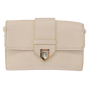 SAINT LAURENT Shoulder Bag Leather White Gold Auth BA15275-13