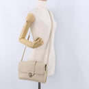 SAINT LAURENT Shoulder Bag Leather White Gold Auth BA15275-24