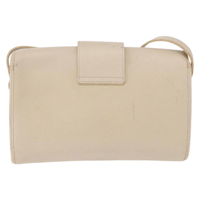 SAINT LAURENT Shoulder Bag Leather White Gold Auth BA15275 - 0