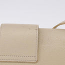 SAINT LAURENT Shoulder Bag Leather White Gold Auth BA15275-3