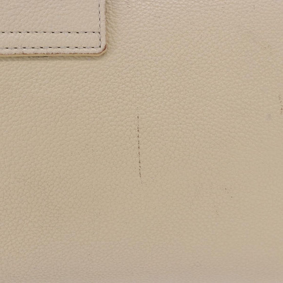 SAINT LAURENT Shoulder Bag Leather White Gold Auth BA15275