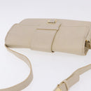 SAINT LAURENT Shoulder Bag Leather White Gold Auth BA15275-9