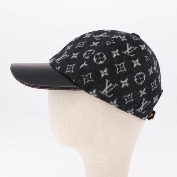 LOUIS VUITTON Monogram Carry on Hat Wool M Black M76712 LV Auth BA15278M