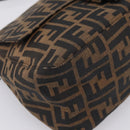 FENDI Zucca Canvas Mamma Baguette Shoulder Bag Brown Silver Auth BA15280V-14