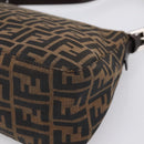 FENDI Zucca Canvas Mamma Baguette Shoulder Bag Brown Silver Auth BA15280V-15