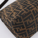 FENDI Zucca Canvas Mamma Baguette Shoulder Bag Brown Silver Auth BA15280V-16