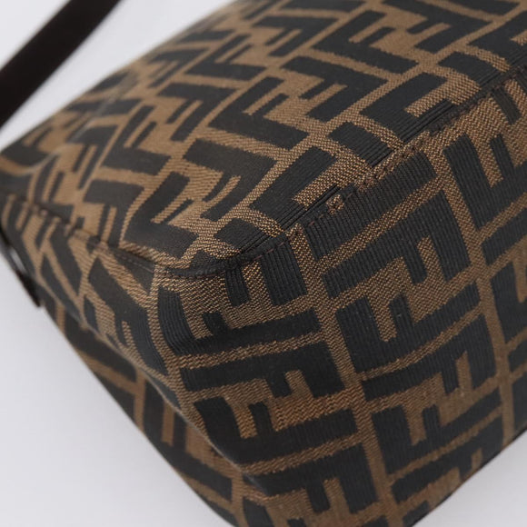 FENDI Zucca Canvas Mamma Baguette Shoulder Bag Brown Silver Auth BA15280V