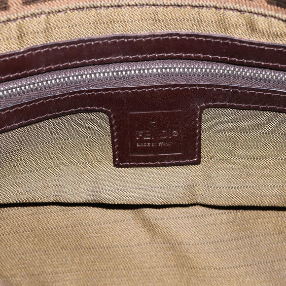 FENDI Zucca Canvas Mamma Baguette Shoulder Bag Brown Silver Auth BA15280V